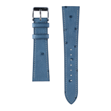blue ostrich leather watch strap